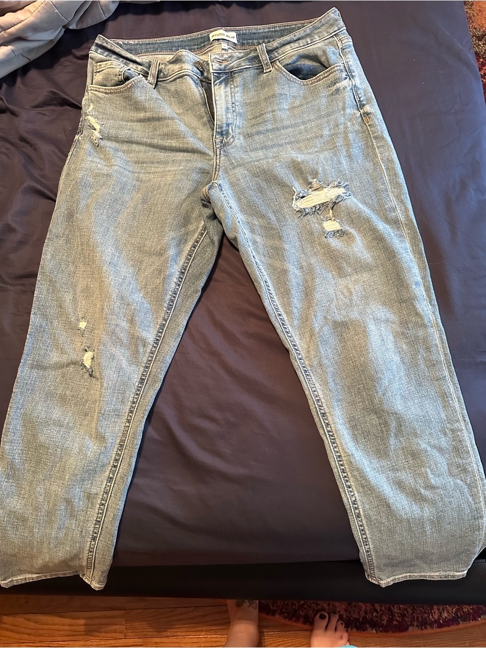 Light Blue Distressed Women's Boyfriend Jeans